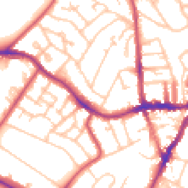 Daytime road noise heatmap for SE19 1ES