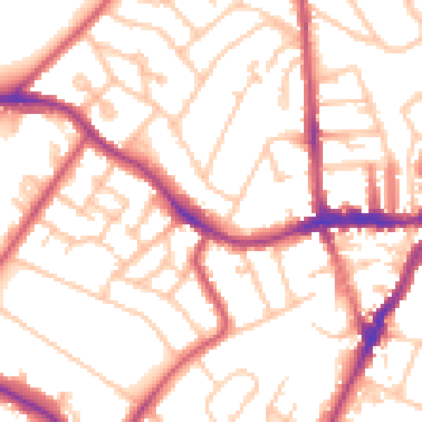 Daytime road noise heatmap for SE19 1EZ