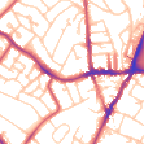 Daytime road noise heatmap for SE19 1HT