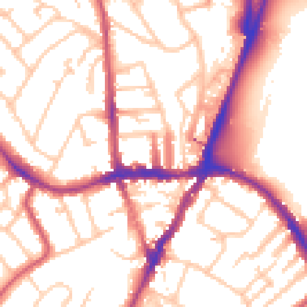 Daytime road noise heatmap for SE19 1TP