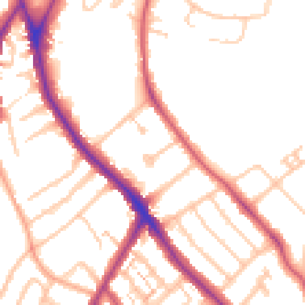 Daytime road noise heatmap for SE19 2DS