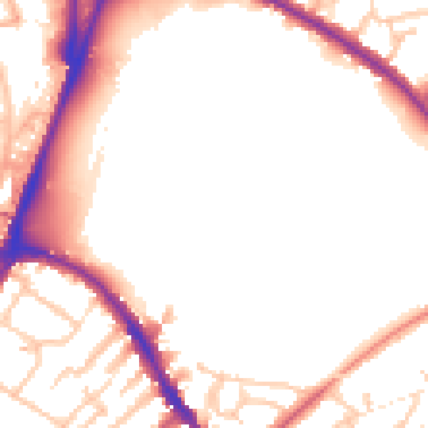Daytime road noise heatmap for SE19 2GA