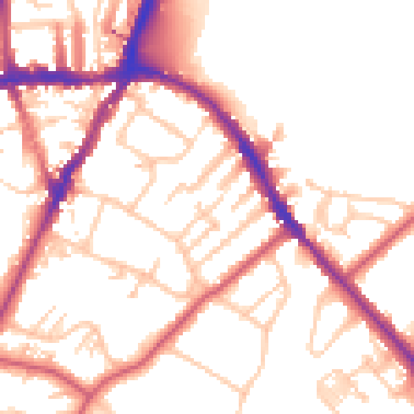 Daytime road noise heatmap for SE19 2LZ