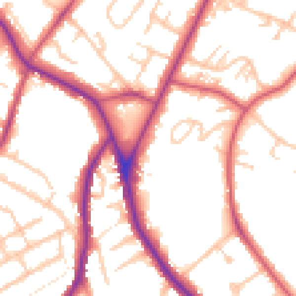 Daytime road noise heatmap for SE19 2QN