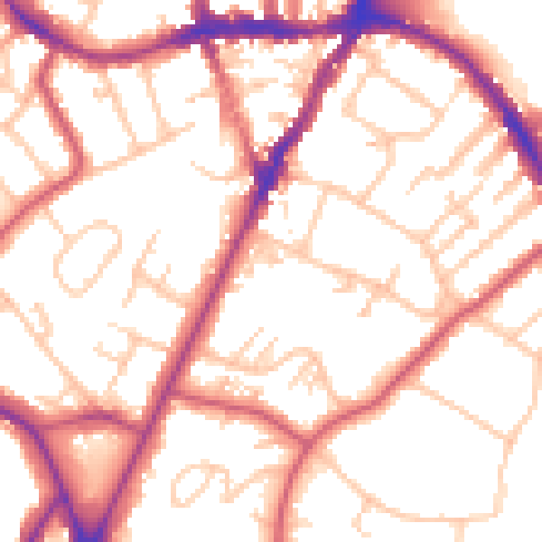 Daytime road noise heatmap for SE19 2UN