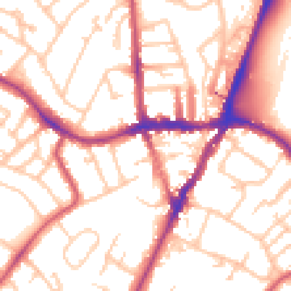 Daytime road noise heatmap for SE19 3AH