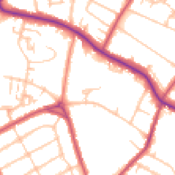 Daytime road noise heatmap for SE19 3XN