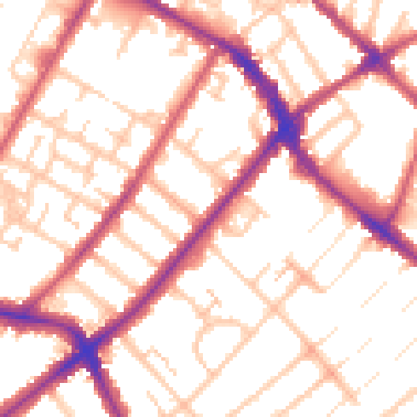 Daytime road noise heatmap for SE20 7AE