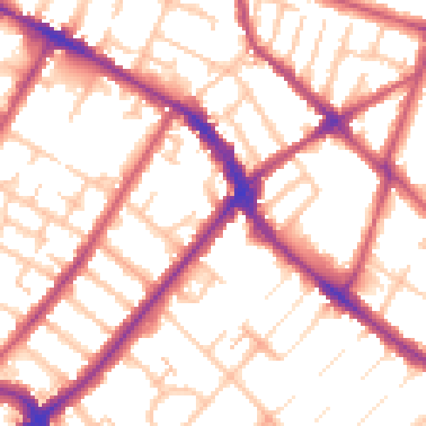 Daytime road noise heatmap for SE20 7AG