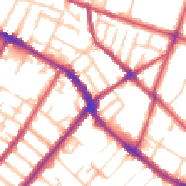 Daytime road noise heatmap for SE20 7AQ