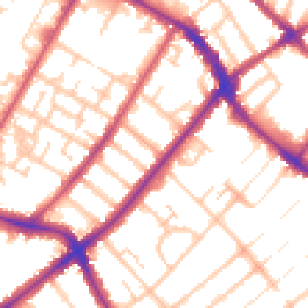 Daytime road noise heatmap for SE20 7AS