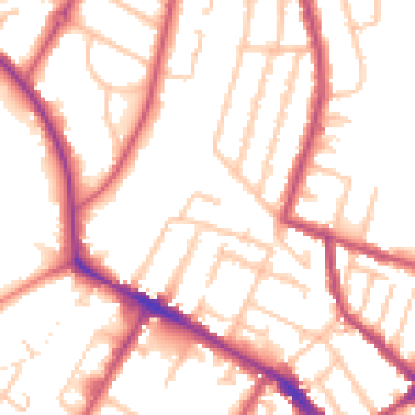 Daytime road noise heatmap for SE20 7BG