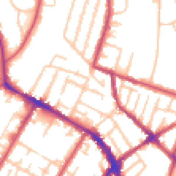Daytime road noise heatmap for SE20 7ED