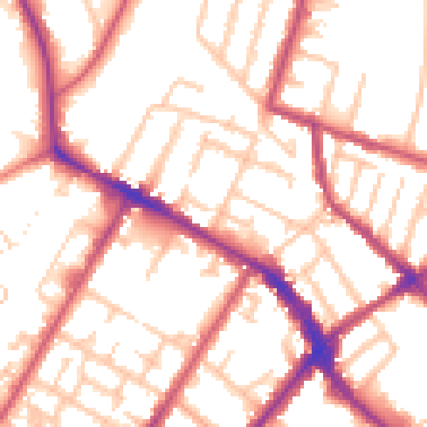 Daytime road noise heatmap for SE20 7EF
