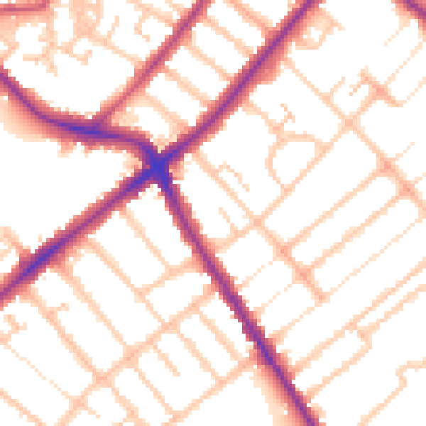 Daytime road noise heatmap for SE20 7RE