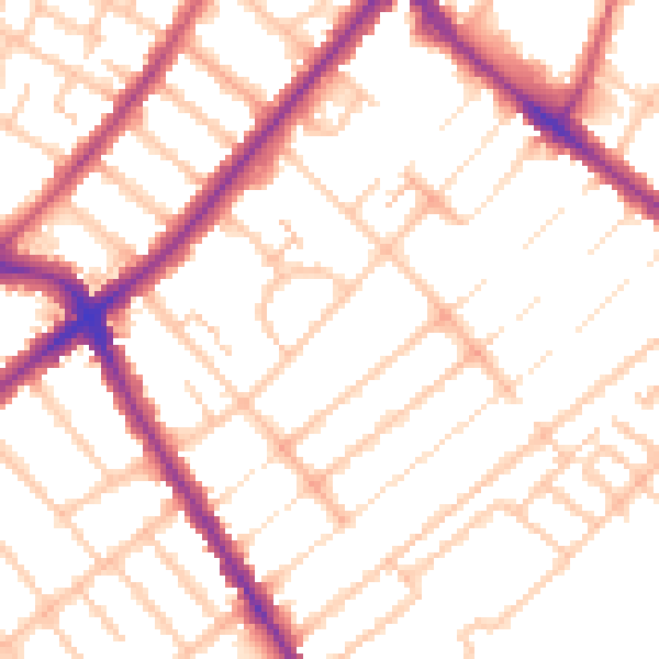 Daytime road noise heatmap for SE20 7RJ