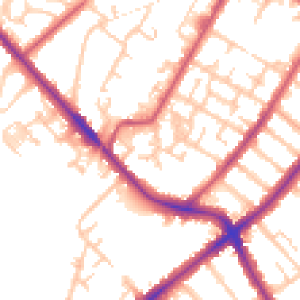 Daytime road noise heatmap for SE20 8LX