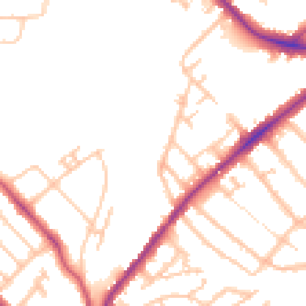 Daytime road noise heatmap for SE20 8TE