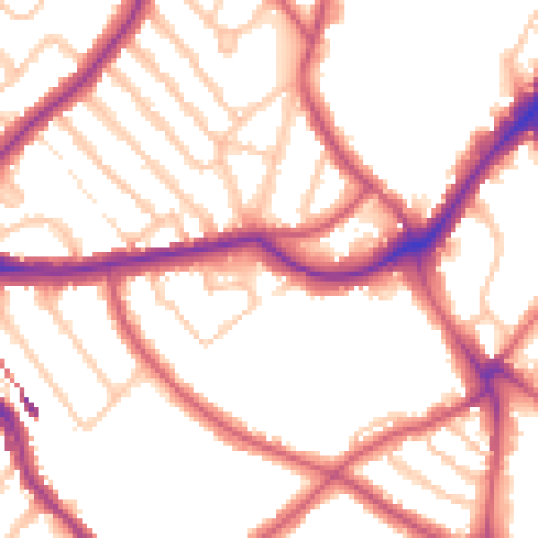Daytime road noise heatmap for SE21 7AW