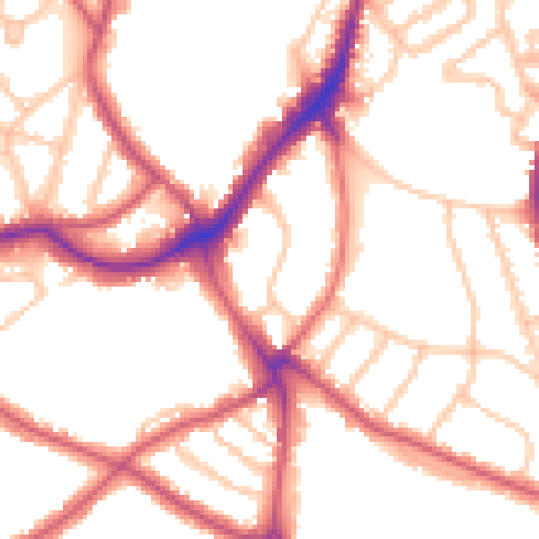 Daytime road noise heatmap for SE21 7BS
