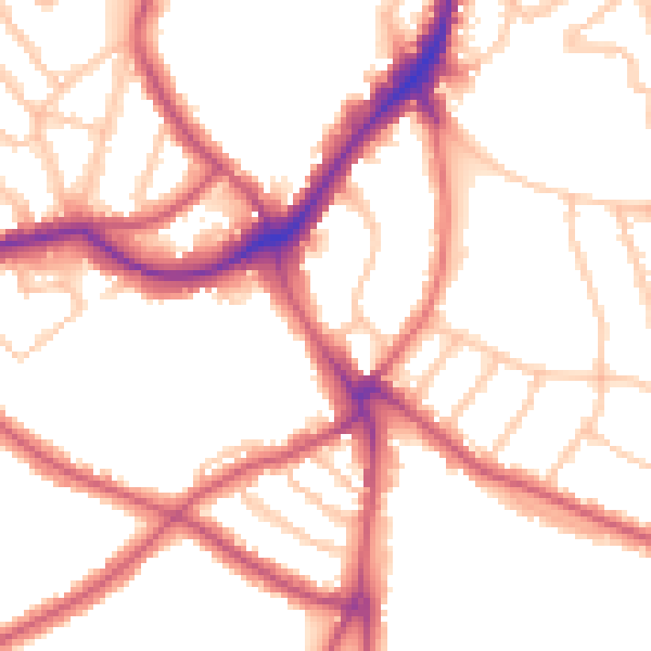 Daytime road noise heatmap for SE21 7BT