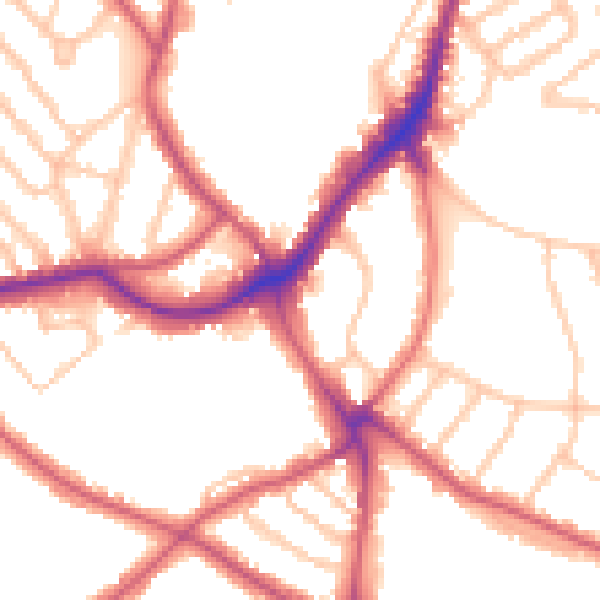Daytime road noise heatmap for SE21 7BU