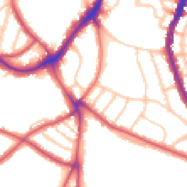Daytime road noise heatmap for SE21 7DQ