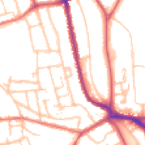 Daytime road noise heatmap for SE21 8BX