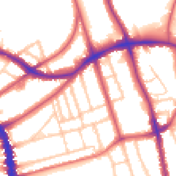 Daytime road noise heatmap for SE21 8HD