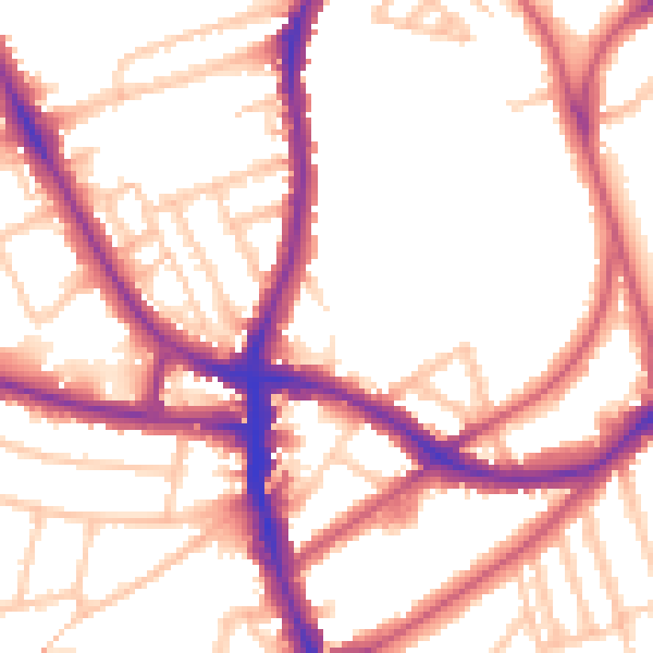 Daytime road noise heatmap for SE21 8JD
