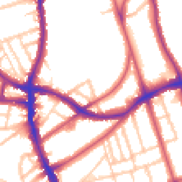 Daytime road noise heatmap for SE21 8JW