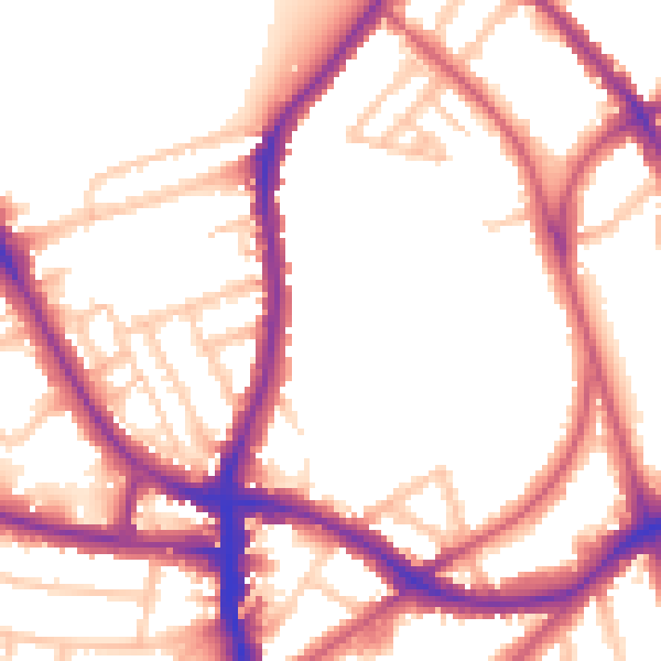 Daytime road noise heatmap for SE21 8LB