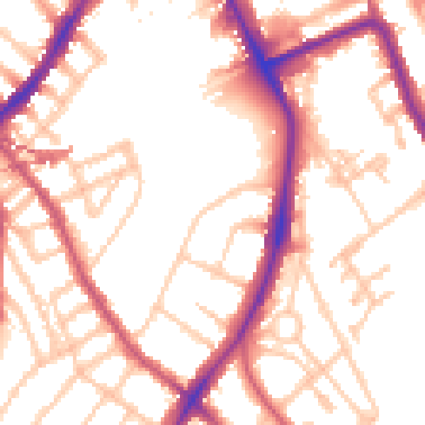 Daytime road noise heatmap for SE24 0AA