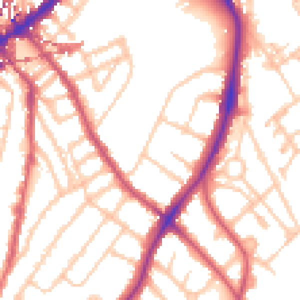 Daytime road noise heatmap for SE24 0AB