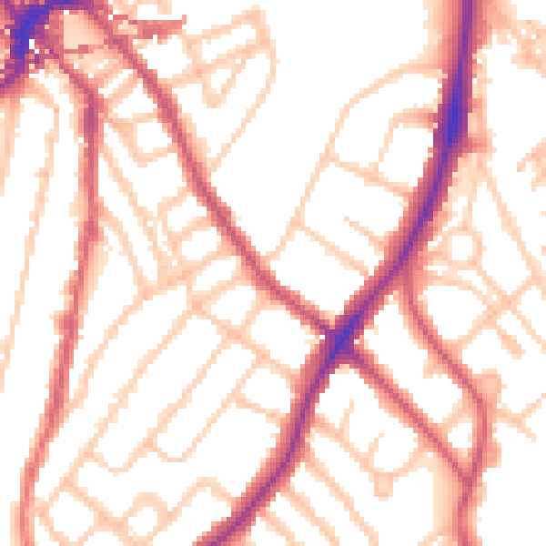 Daytime road noise heatmap for SE24 0AD