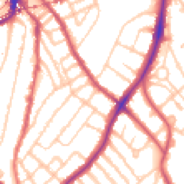 Daytime road noise heatmap for SE24 0AF