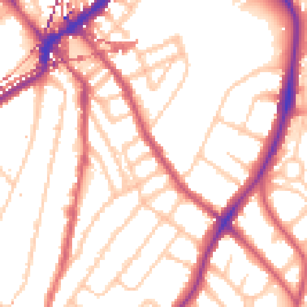 Daytime road noise heatmap for SE24 0AH