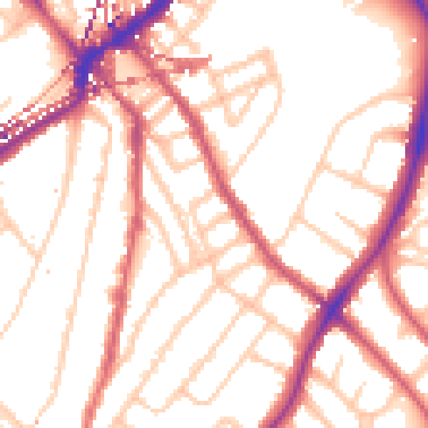 Daytime road noise heatmap for SE24 0AJ