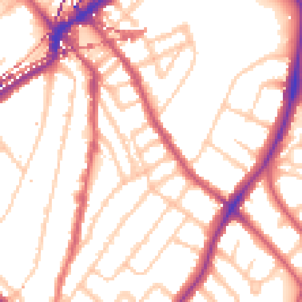 Daytime road noise heatmap for SE24 0AL
