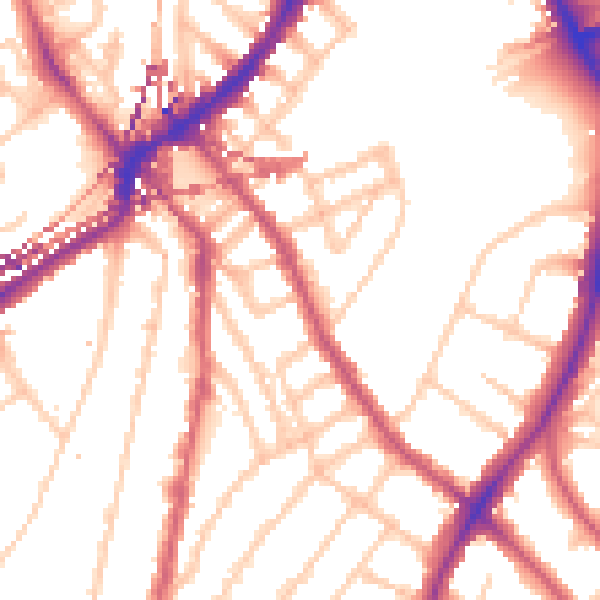 Daytime road noise heatmap for SE24 0AN