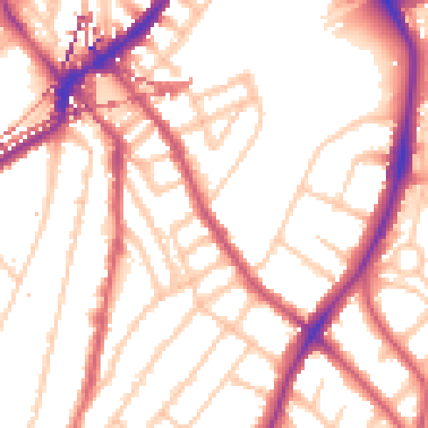 Daytime road noise heatmap for SE24 0AY
