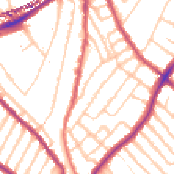 Daytime road noise heatmap for SE24 0BH