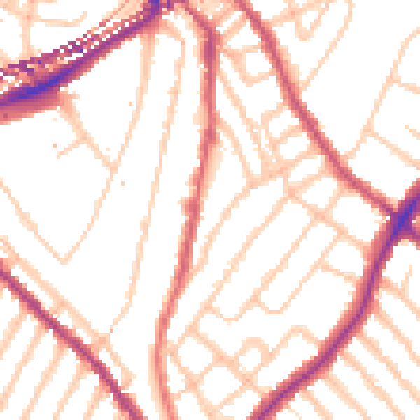 Daytime road noise heatmap for SE24 0BJ