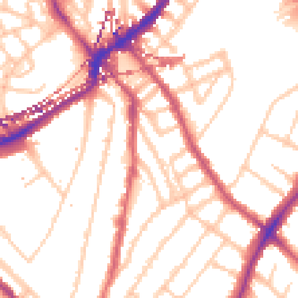 Daytime road noise heatmap for SE24 0BL