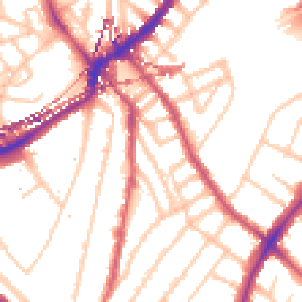 Daytime road noise heatmap for SE24 0BP