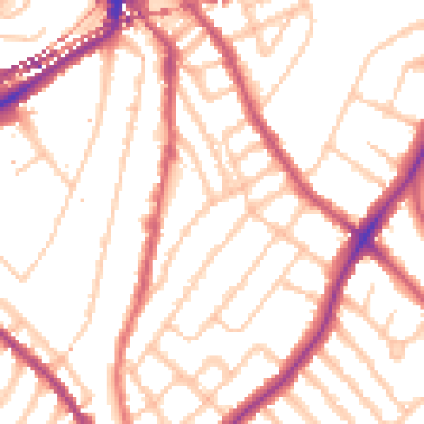 Daytime road noise heatmap for SE24 0BQ