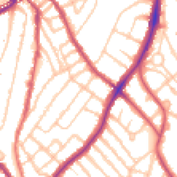 Daytime road noise heatmap for SE24 0BU