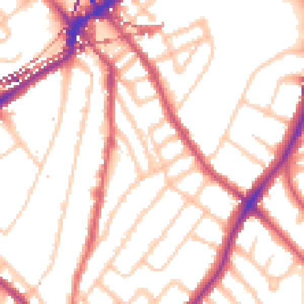 Daytime road noise heatmap for SE24 0BW