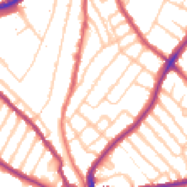 Daytime road noise heatmap for SE24 0BY