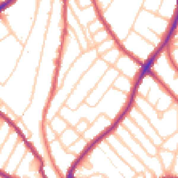 Daytime road noise heatmap for SE24 0DJ